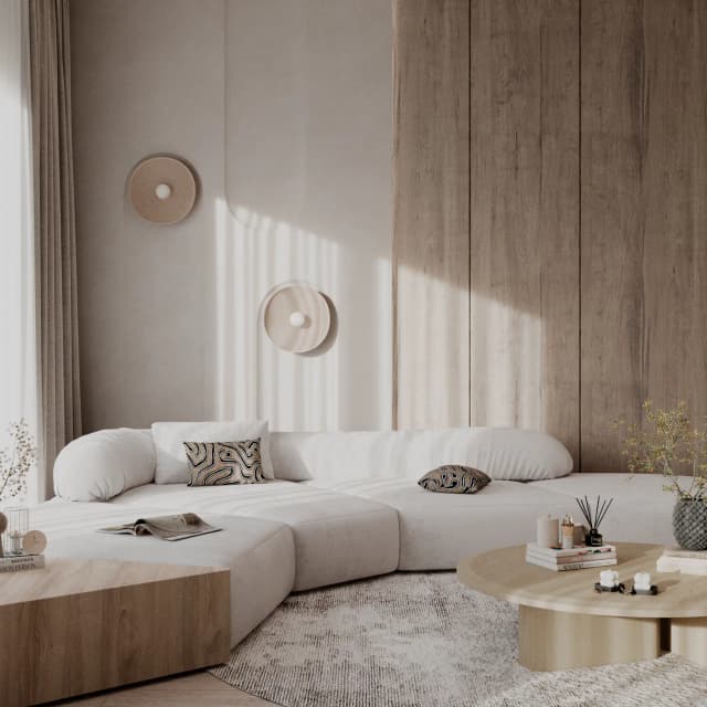 Угловой диван Andre 5 модулей с подушками белый 431x431 см. - Изображение 1