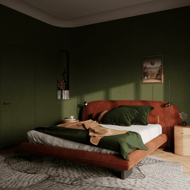 Кровать двуспальная CHLOE с мягким изголовьем. - Изображение -1