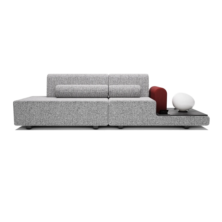 Прямой диван Morph 2 модуля со столом светло-серый 360х90 см Изображение 1