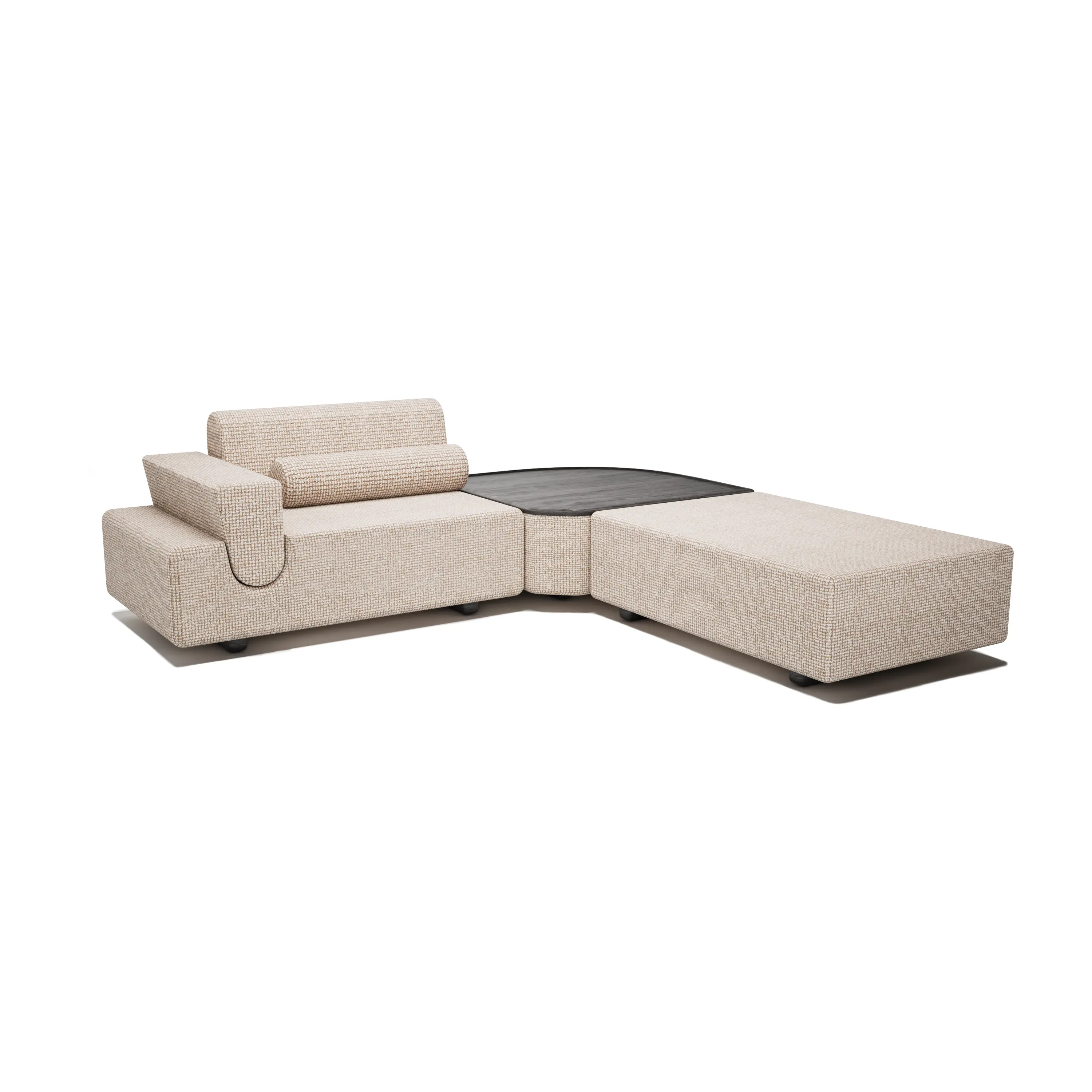 Угловой диван Morph 3 модуля с подлокотником и столом бежевый 230x230x90 см